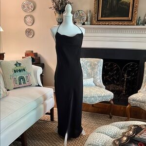 NWT CUSHNIE Black Slip Dress Size 6 - Bow at Back Neck